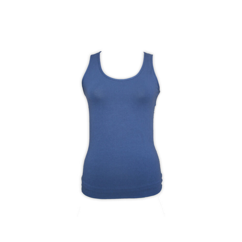 Women's two-piece cotton sports underwear set - sports panties-thick strap top - navy blue-gray - S