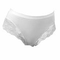 Women's underwear - thick side slit - lace trim on front - white - L