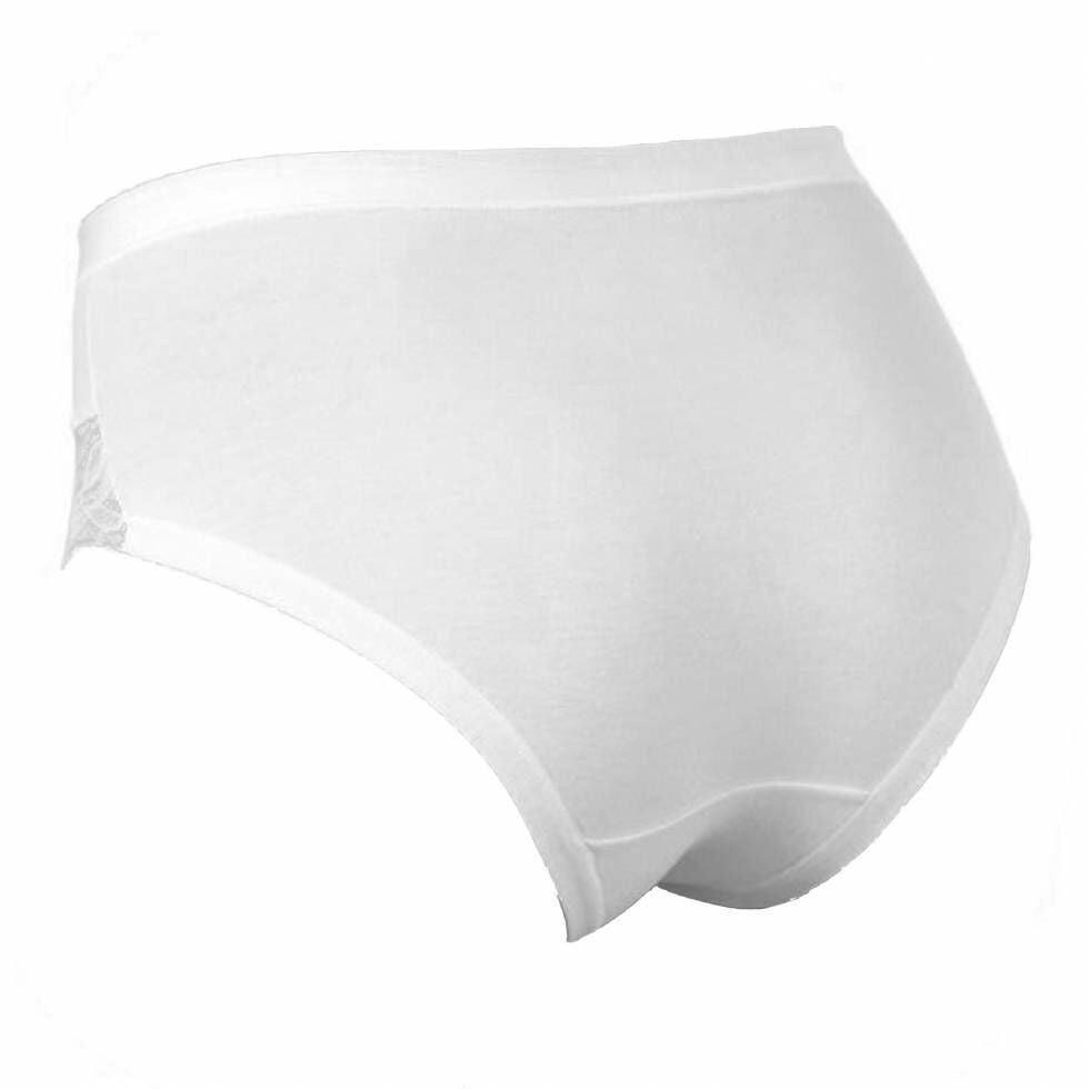 Women's underwear - thick side slit - lace trim on front - white - M