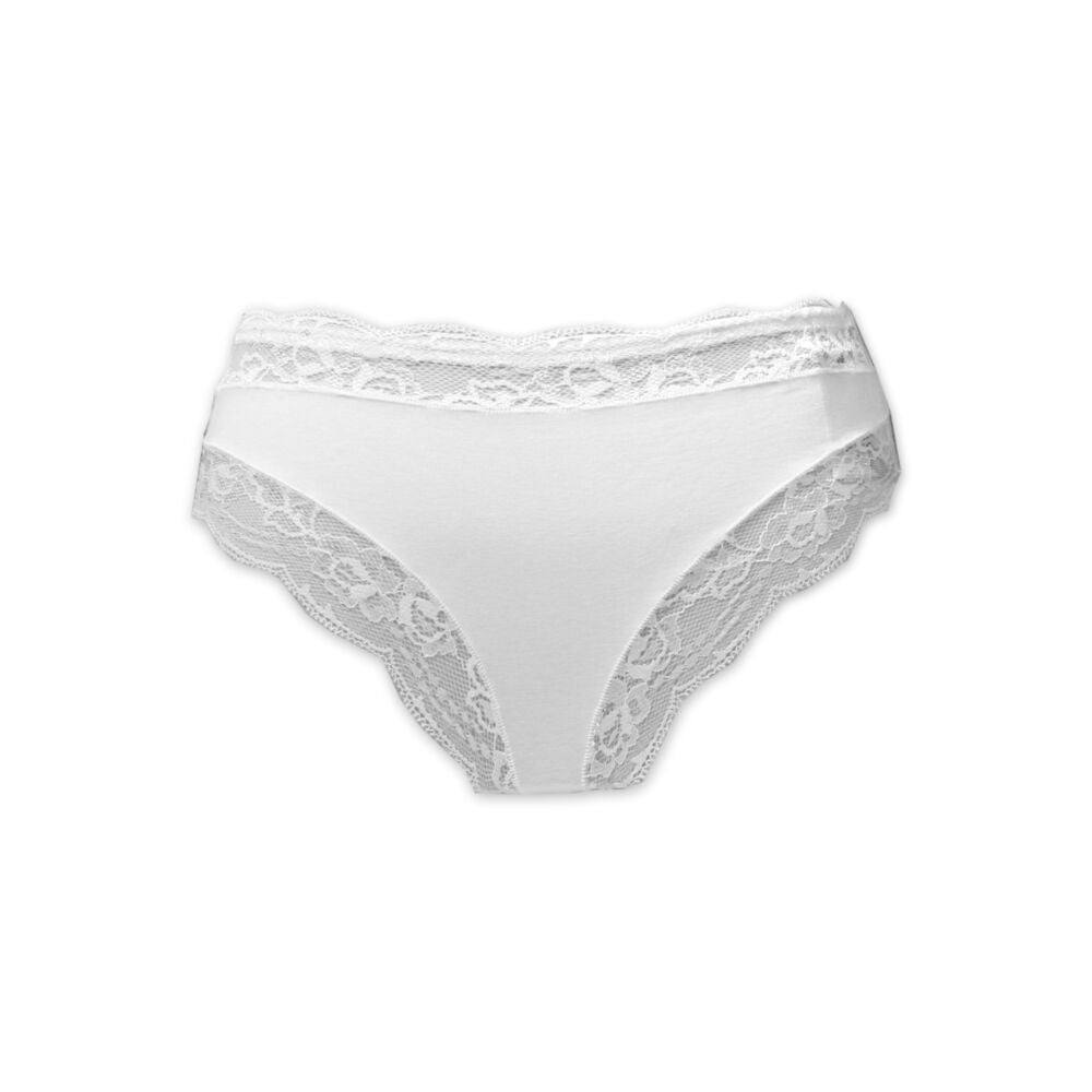 Women's underwear - thick side slit - lace trim at front and waist - white - S