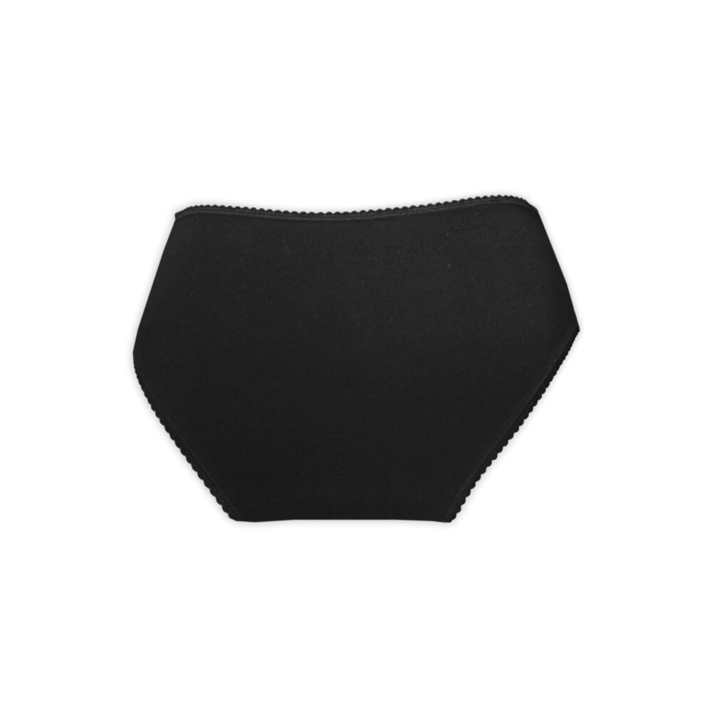 Women's underwear - with thick sides - decorated with lace inserts at the front and waist - black - L