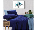 NNEDSZ Elan Linen 100% Egyptian Cotton Vintage Washed 500TC Navy Blue Single Bed Sheets Set