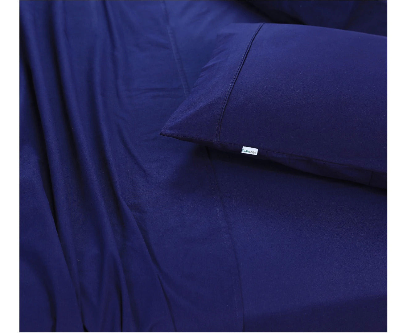 NNEDSZ Elan Linen 100% Egyptian Cotton Vintage Washed 500TC Navy Blue Single Bed Sheets Set